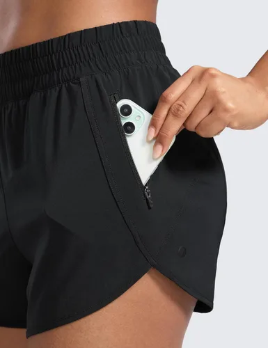 Miniatura 5 de CRZ YOGA Dolphin - Pantalones cortos deportivos para mujer de 3 pulgadas, cintura alta, secado rápido, para correr, entrenamiento, gimnasio, pista