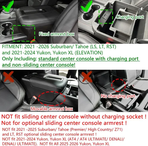 Miniatura 2 de EDBETOS Bandeja Organizadora de Consola Central para Accesorios Chevy Tahoe/Suburban 2021-2025 y GMC Yukon 21-2024, Compatible con Consola Estándar