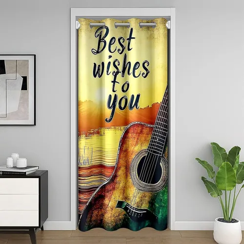 Miniatura 25 de Castle Fairy Cowboy Boots Door Curtain for Doorways Privacy Bohemia Musical Guitar Doorway Curtain Western Rustic Cowgirl All Season Blackout