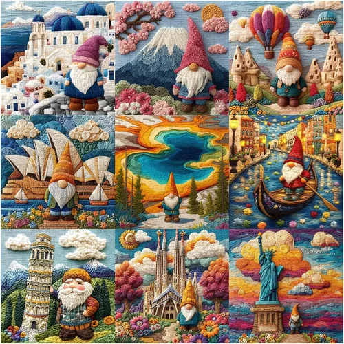 Miniatura 11 de PICKFORU Rompecabezas de 1000 piezas de gnomos de festival para adultos, lindos rompecabezas de enanos de diamantes, rompecabezas de colección