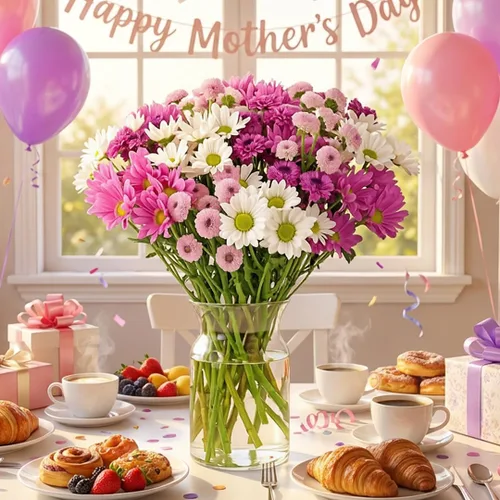 Miniatura 3 de Benchmark Bouquets - Margaritas moradas - Flores frescas para el parto - Flores del Día de la Madre para mamá - Regalos del día de la madre