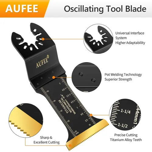 Miniatura 4 de 30 cuchillas multiherramienta de titanio, kit de metal de hoja de sierra oscilante universal para metal, clavos, madera, plástico, hojas de sierra