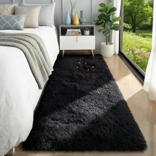 Miniatura 67 de PAGISOFE Alfombras esponjosas de dormitorio de 4 x 6 pies, color negro, alfombra moderna para sala de estar, alfombra lanuda para interiores