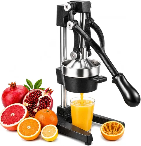Y-ME Cast Iron Juicer, Heavy Duty Manual Citrus Press with Stainless Steel Detachable Strainers, Hand Juicer for Orange, Lemon, Lime & Grapefruit,