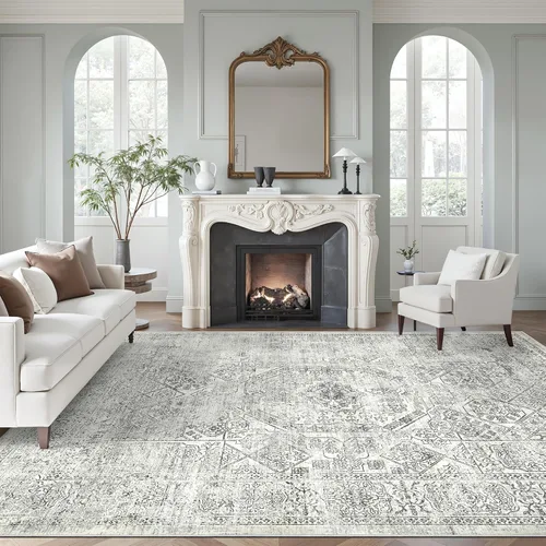 Miniatura 32 de Alfombra de pasillo Soalmost 2'6" x 10' lavable, alfombra antideslizante para cocina, baño, lavandería, alfombras vintage ultra delgadas para Beige