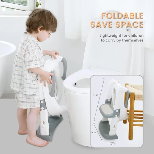 Miniatura 4 de JASSONE® Asiento de Entrenamiento para Ir al Baño, Taburete de Paso para Niños Pequeños, Inodoro de Entrenamiento para Ir al Baño 2 en 1 para Niños