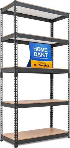HOMEDANT Estantería de metal ajustable de 35.9 pulgadas de ancho y 5 niveles para garaje, estantes de almacenamiento, estantes de pie, Negro