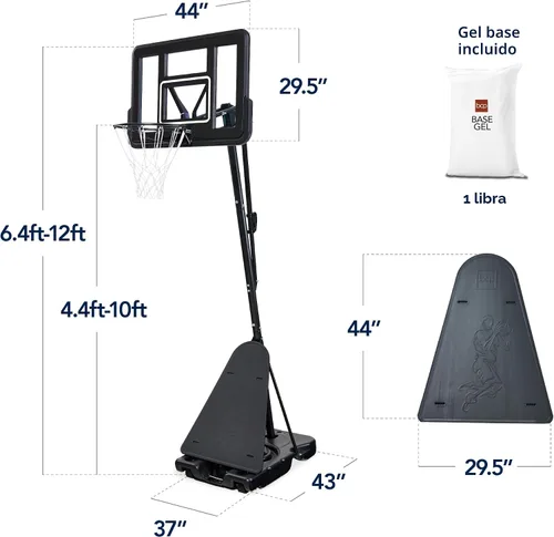 Miniatura 2 de Best Choice Products Aro de baloncesto regulador ajustable, portería portátil con tablero inastillable, retorno de bola, gel base
