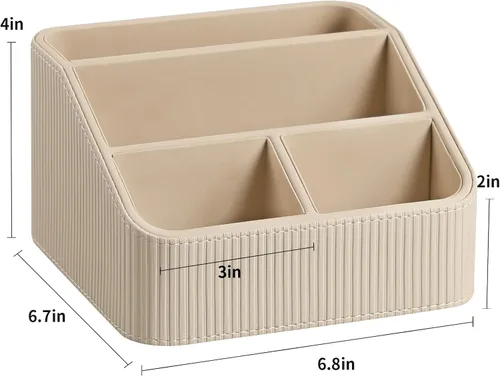 Miniatura 7 de Soporte para control remoto con 4 compartimentos, organizador de mesita de noche pequeña de piel sintética para accesorios de escritorio