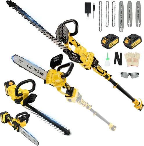 Miniatura 9 de Mini motosierra inalámbrica de 8 y 10 pulgadas, funciona con pilas, motosierra eléctrica 2 en 1, motosierras de batería sin escobillas de mano