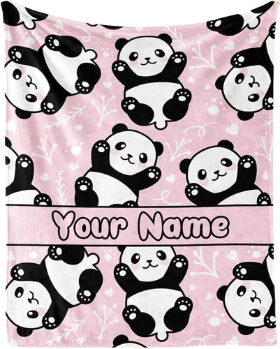Miniatura 10 de Manta de panda para niños y niñas, con bonito diseño de panda impreso, manta para regazo de niños, silla, cálida y suave manta acogedora, 30 x 40