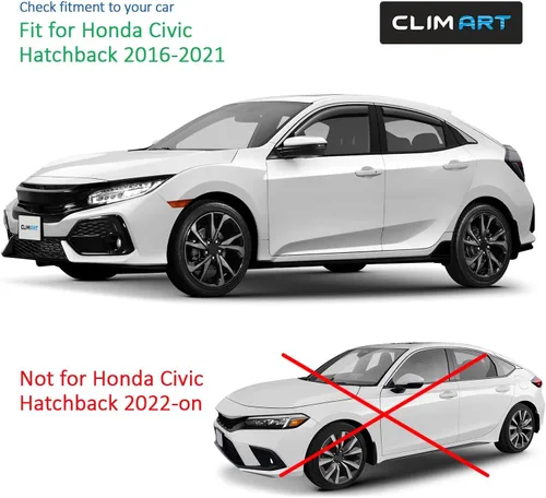 Miniatura 5 de CLIM ART - Deflectores de ventana de canal increíblemente duraderos para Honda Civic 2016-2021 Hatchback, deflectores de ventana originales, viseras