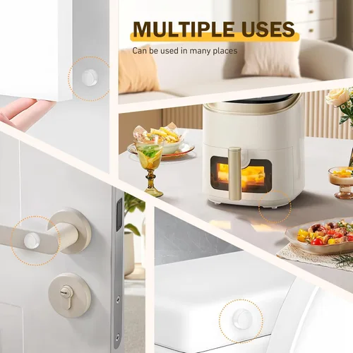 Miniatura 6 de 240 piezas de topes para puertas de gabinete, 1/2 pulgada de diámetro, autoadhesivos transparentes para puertas de armarios de cocina, cajones