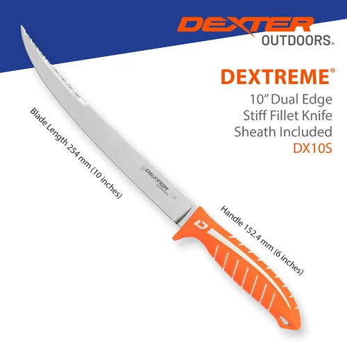 Miniatura 6 de Dexter Outdoors Dextreme Cuchillo de filete rígido de 10 pulgadas de doble filo Incluye funda