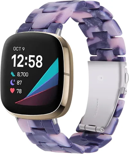 Miniatura 18 de Correa de reloj de resina compatible con Fitbit Versa 4/Sense 2/Versa 3/Sense 1, pulsera brazalete de moda ligera y ajustable de repuesto
