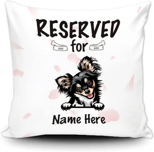 Miniatura 15 de Funda de almohada personalizada reservada para el perro, Cavalier King Charles Spaniel cachorro, funda de almohada de lona blanca para decoración
