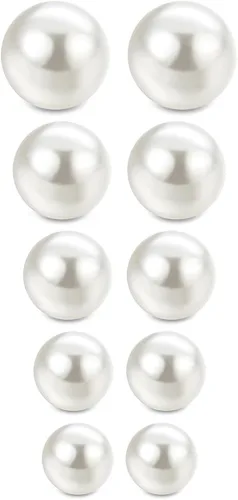 Miniatura 7 de Jewelrieshop Faux Pearl Stud Earrings 5 Pairs Stainless Steel Hypoallergenic Starter Set for Women Girls