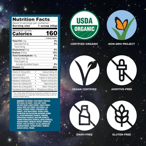 Miniatura 3 de Vega Organic All-in-One Proteína vegana en polvo sabor chocolate 9 porciones, ingredientes de superalimento, vitaminas para apoyo inmunológico