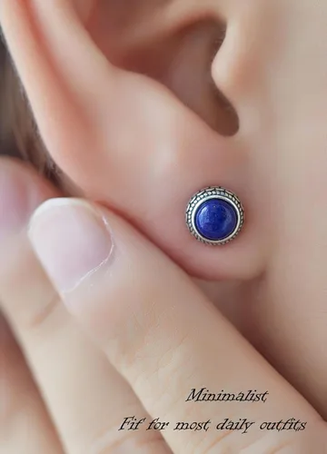 Miniatura 49 de Aretes de plata de ley con piedra natal de cristal real, joyería para mujer, moda occidental 925, envejecida, bohemia, hecha a mano, el mejor regalo