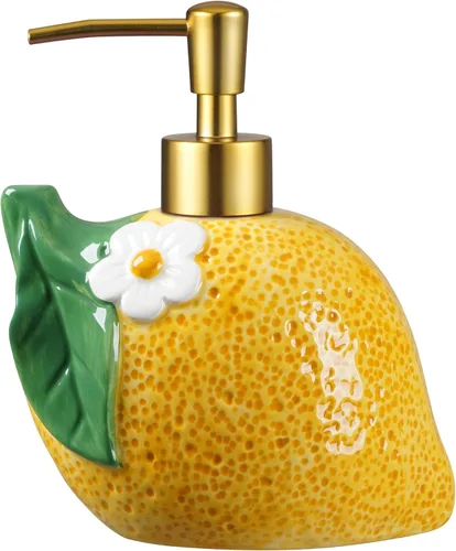 Miniatura 9 de RQYIXI Dispensador de jabón de cerámica de mariquita de 17 onzas con bomba de ABS, dispensador de jabón líquido recargable para loción, gel de baño