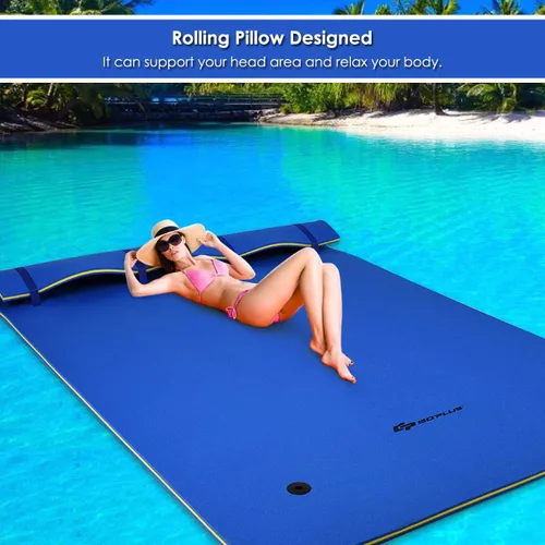 Miniatura 3 de Goplus Almohadilla de agua flotante, almohadilla de lirio para recreación acuática y relajación, alfombrilla flotante de espuma XPE resistente a