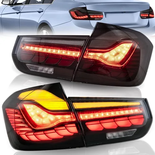 Miniatura 20 de VLAND Conjunto de luces traseras compatible con BMW Serie 3 F30 F35 F80 320i 328i 328D 335i M3 sedán de 6ª generación 2013-2018, lámpara trasera