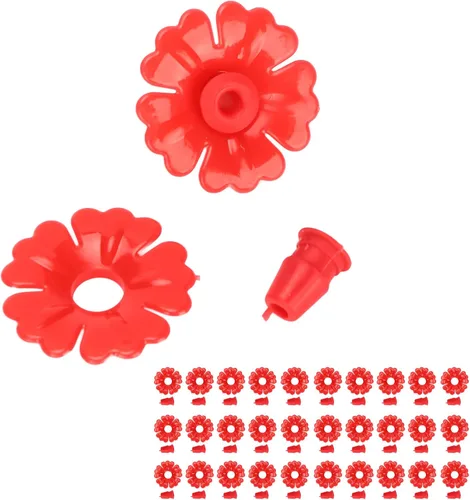 Miniatura 2 de TOPINCN Comedero para colibríes, 30 juegos de flores de plástico para colgar puertos de alimentación de pájaros, piezas de repuesto, suministros