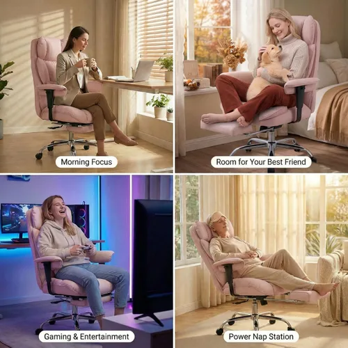 Miniatura 7 de Efomao Silla de oficina grande y alta de 400 libras, silla de escritorio reclinable resistente con reposapiés, silla ejecutiva de piel sintética