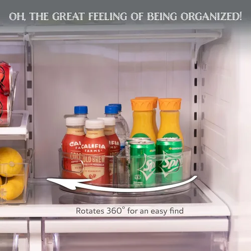 Miniatura 3 de Oizeir Lazy Susan Plataforma Giratoria - Acrílico transparente, secciones extraíbles, gira 360 grados. Organiza fácilmente tu refrigerador, gabinete