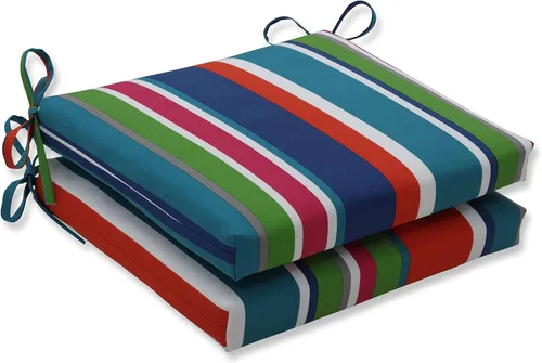 Miniatura 18 de Pillow Perfect Cojín cuadrado para asiento de silla esquinera para interiores y exteriores con lazos, relleno de fibra de felpa, resistente a