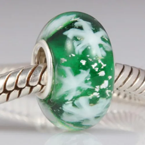 Miniatura 2 de Abalorios de Navidad de cristal con núcleo de plata de ley 925, dije de nieve con copos de nieve para pulsera Pandora