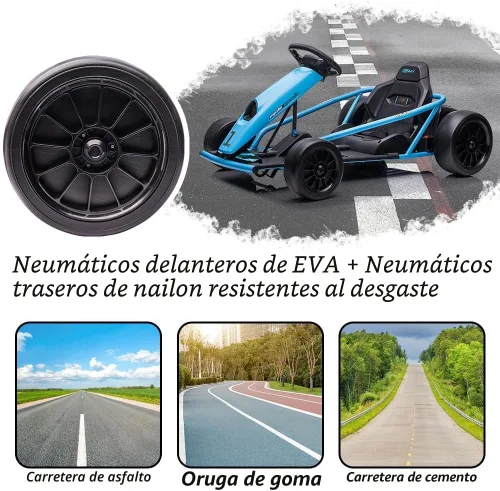 Miniatura 5 de Go Kart de 24 V para niños de 8 a 12 años, 300 W x 2 motores extra potentes, batería grande de 9 Ah de 8.1 MPH de alta velocidad con música, bocina