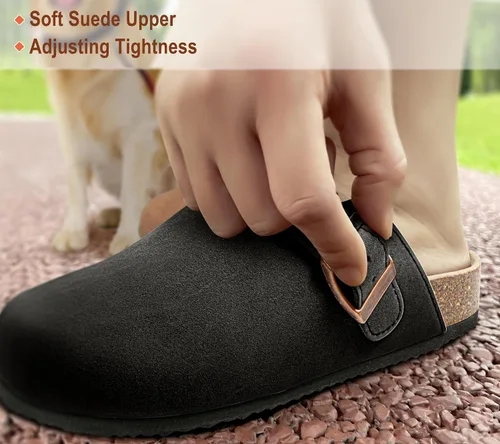 Miniatura 5 de BULLIANT Zuecos pantuflas sandalias de enfermería zapatos de trabajo para hombres y mujeres, parte superior con forro polar + plantilla de corcho