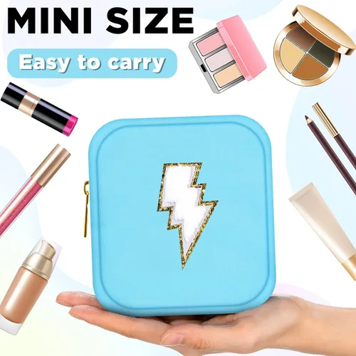 Miniatura 4 de Zubebe 6 mini bolsas de maquillaje de nailon, bolsa pequeña de maquillaje, bolsas de felpilla con cremallera, bonita bolsa de cosméticos