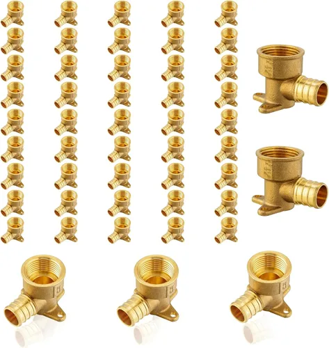 Miniatura 18 de Paquete de 5 accesorios PEX, adaptador de codo de oreja NPT roscado hembra Pex de 1/2 pulgadas x 1/2 pulgadas, accesorios de engarce de latón