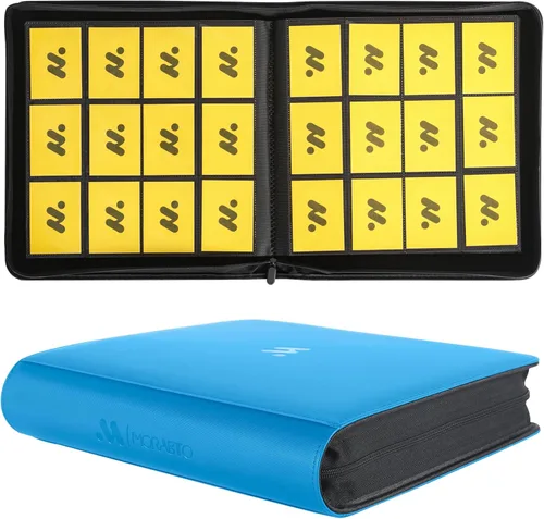 Miniatura 11 de Carpeta de tarjetas con 12 bolsillos, carpeta de tarjetas intercambiables con capacidad para hasta 1200 tarjetas con 50 fundas, álbum con cremallera