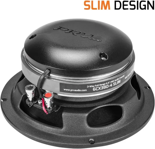 Miniatura 4 de PRV AUDIO Altavoz coaxial poco profundo de audio para automóvil de 6.5", 2X altavoces delgados 6CX380-4 con driver de tweeter incorporado y rejilla