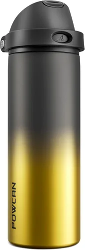 Miniatura 21 de POWCAN - Botella de agua aislada, 24 oz, tapa 2 en 1, boquilla de botón, popote abatible, a prueba de fugas, acero inoxidable, para portavasos