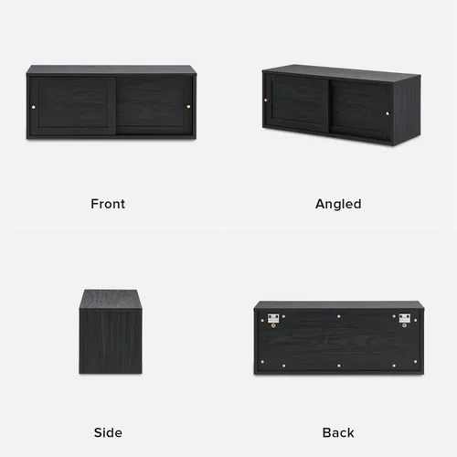 Miniatura 7 de mopio Lauren - Estante flotante para TV, estante modular multiusos para debajo de la televisión, armario de televisión de madera montado en la Negro