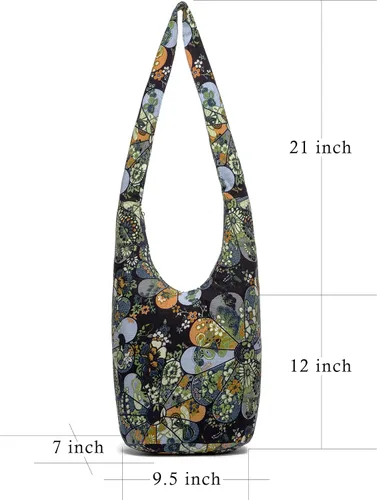 Miniatura 173 de Bolsa de hombro para mujer, de lona en estilo hippie/bohemio para llevar cruzada al hombro, disponible en diferentes colores y estampados