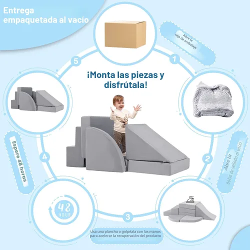 Miniatura 6 de 5 piezas de bloques de espuma para escalar para niños pequeños de 1 a 3 años, bloques de escalada para bebés de seguridad en interiores, juguetes