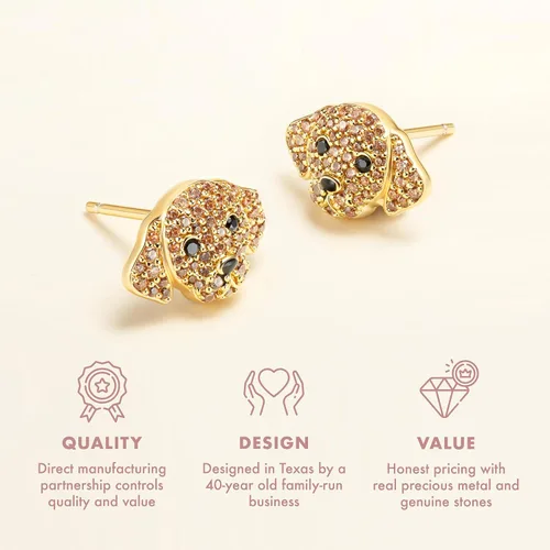 Miniatura 5 de Regalos para el día de San Valentín para ella Aretes de raza de perro SCAMPER & CO para mujeres y niñas Diseño de cachorro de piedra preciosa