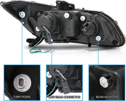 Miniatura 5 de AmeriLite Juego de faros delanteros de repuesto con proyector para Honda Civic Sedan/Coupé, doble barra LED, color negro, lado del pasajero