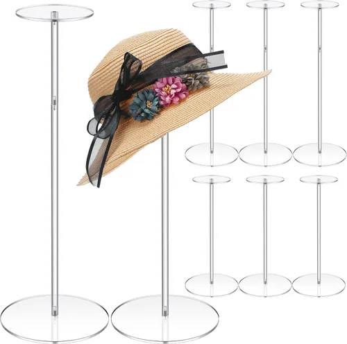 Geetery Soporte de acrílico para sombreros, 8 unidades, de 12 a 17 pulgadas, ajustable, transparente, para pelucas, soporte para sombreros de mesa,