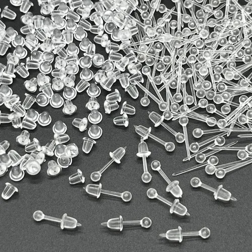 Miniatura 5 de Aretes transparentes para deportes, 300 pares de aretes transparentes y dorsos de aretes Bola transparente de 0.118 in