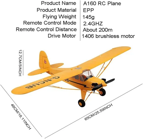 Miniatura 2 de Avión RC A160 J3 5CH 3D/6G RC para adultos sin escobillas Stunt RC Glider Regalos 2.4G RC Aviones con 2 baterías y hélice de repuesto