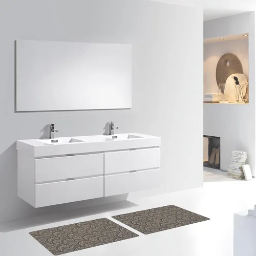 Miniatura 6 de Alfombra de baño de microfibra de 20 x 16 pulgadas, diseño de capuchino de color deslizante, 1 S