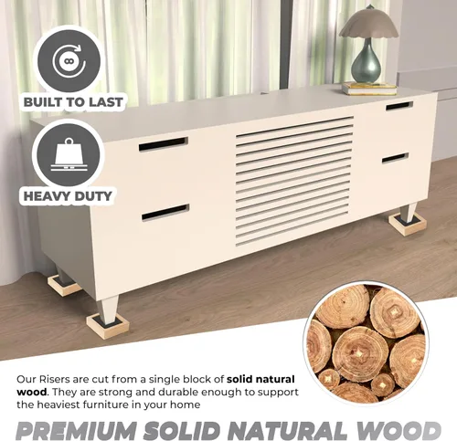 Miniatura 5 de Elevadores de cama, elevadores de muebles (juego de 8 - altura de 1") se pueden ajustar a 2'', 3'' o 4'', elevadores de muebles elevadores, madera