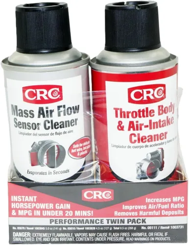 Miniatura 2 de CRC 05111 Paquete doble de limpiador de sensor de flujo de aire masivo y limpiador de entrada de aire y cuerpo del acelerador