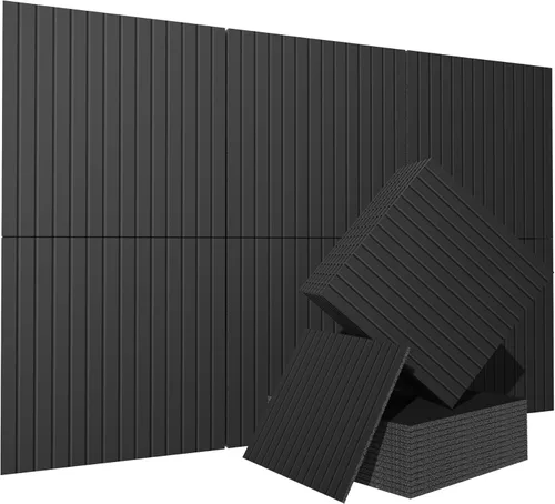 Miniatura 18 de Paquete de 15 paneles acústicos de 12 x 12 x 0.4 pulgadas, paneles autoadhesivos de absorción de sonido para paredes, espuma de reducción de ruido